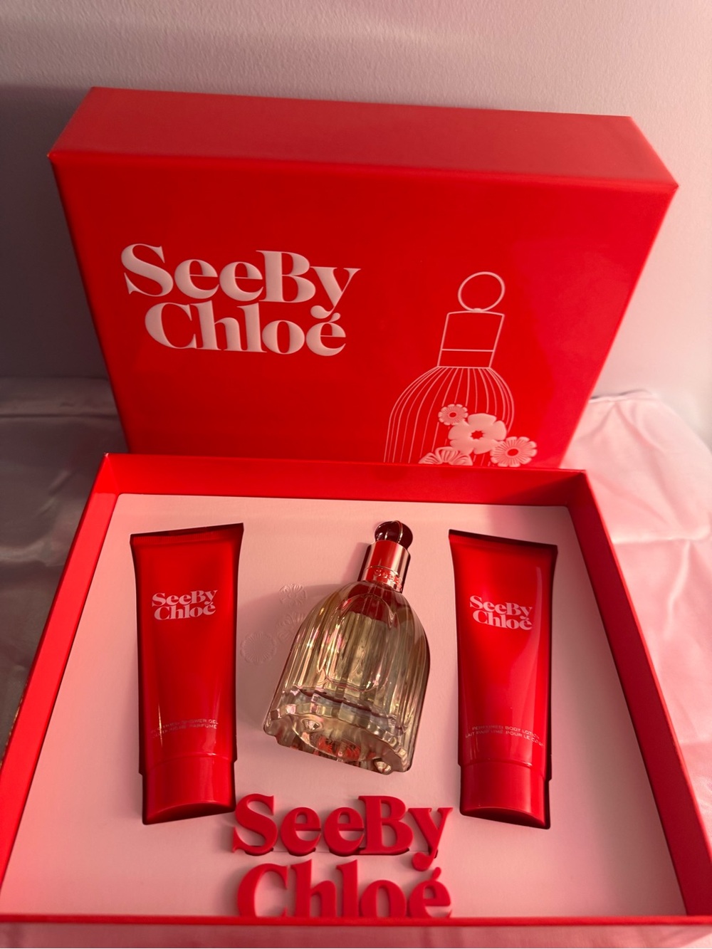 Chloe SeeBy Chloé Red Gift Set with Glass Perfume Bottle